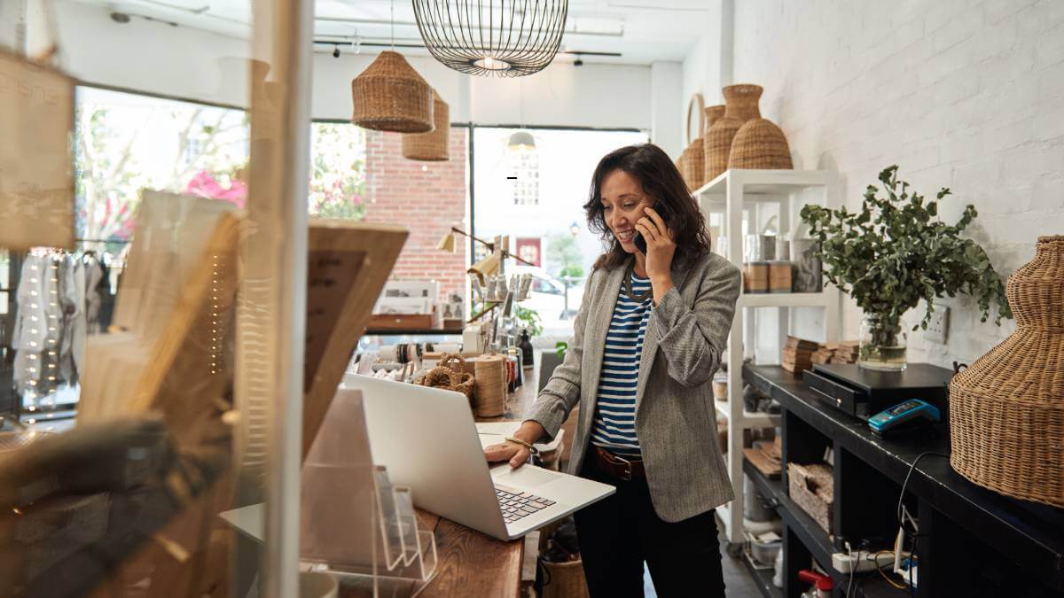 Shop Owner On The Phone