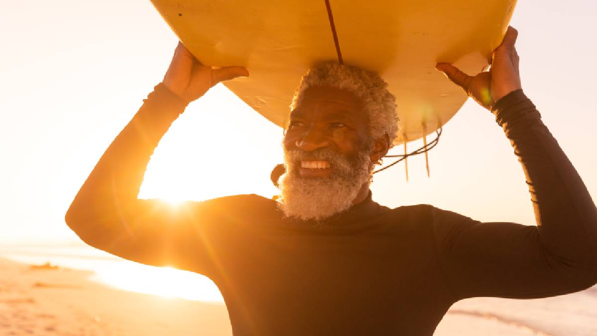 Retired Man Surfing