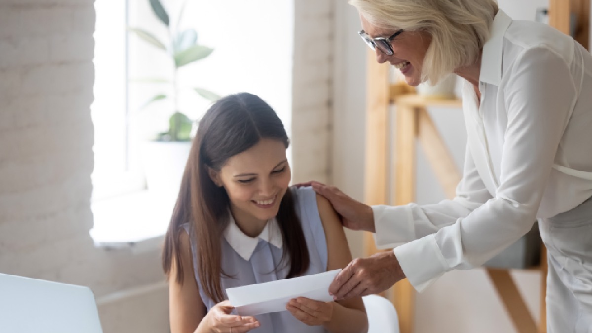 Woman Receiving Bonus